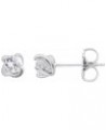 .925 Sterling Silver Petite Swirl-Set 1/5" Birthstone Stud Earrings - Choice of Birthstone 04 April - Lab-Grown White Sapphir...