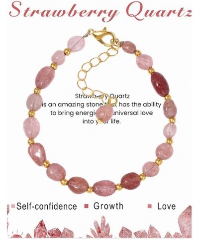 Irregular Semi-precious Beaded Bracelets for Women Adjustable Healing Crystal Gemstones Beads Bracelets Jewelry Gifts G:Straw...