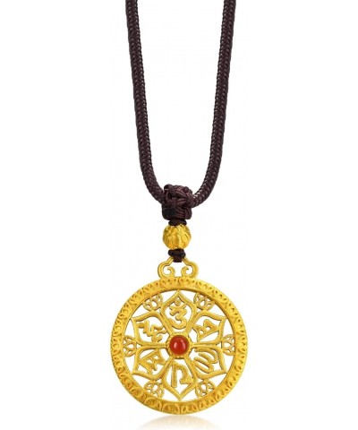 Cultural Blessings 999.9 24K Solid Gold Price-by-Weight 23.2g Gold Om Mani Padme Hum with Red Onyx Necklace for Women and Men...