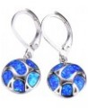 Earrings for Women Mom Fashion Women Faux Opal Round Soccer Dangle Leverback Earrings Jewelry Gift Statement Jewelry Blue $3....